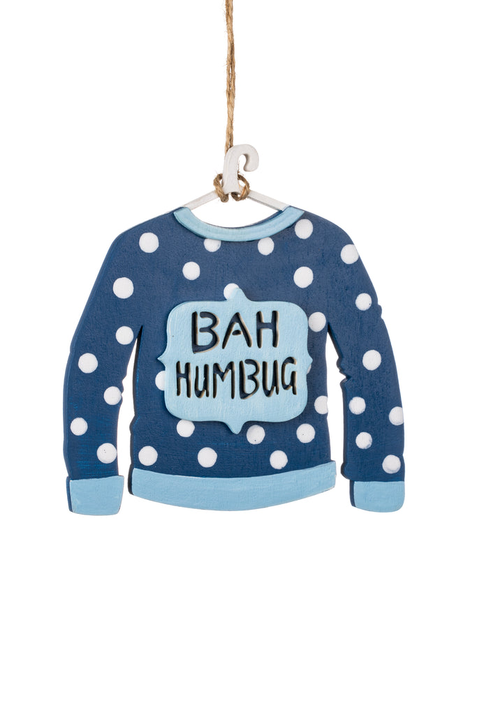 Wooden Bah Humbug jumper decoration - Daisy Park