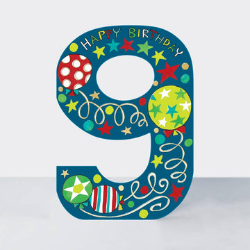 Age 9 celebration birthday card - Daisy Park