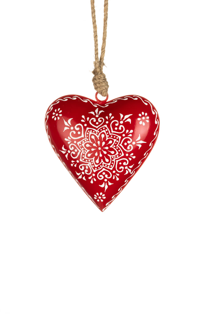 Shoeless Joe Snowflake red heart decoration - Daisy Park