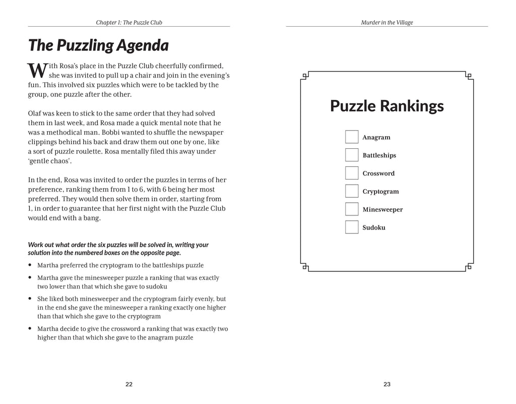 Murder Mystery club puzzle book - Murder in the village - Daisy Park