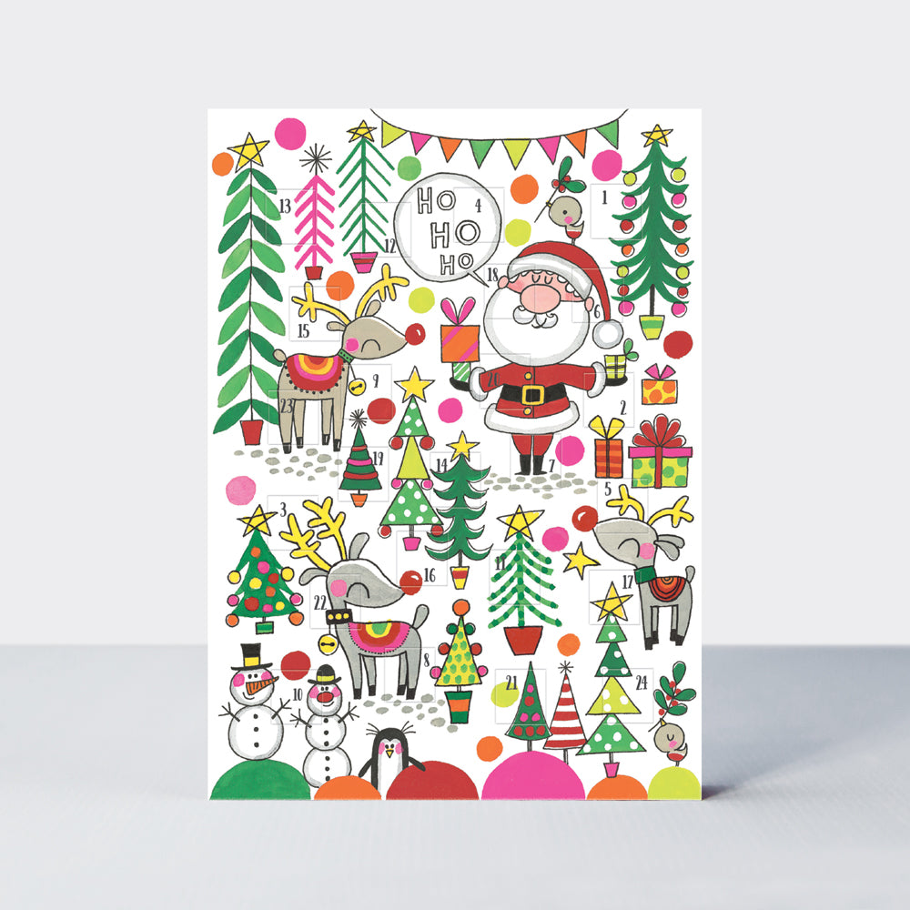 Santa, Reindeer & Trees Advent calendar card - Daisy Park