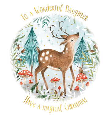Wonderful Daughter deer Christmas card - Daisy Park