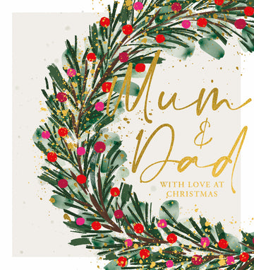 Mum and Dad Christmas wreath Card - Daisy Park
