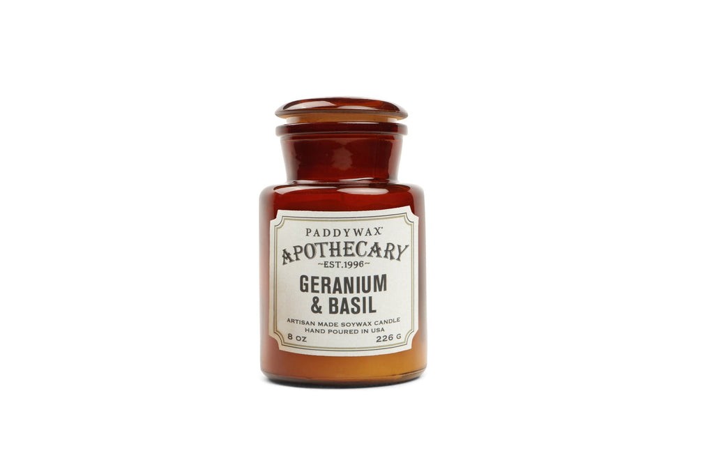Apothecary glass jar candle - Geranium & Basil - Daisy Park
