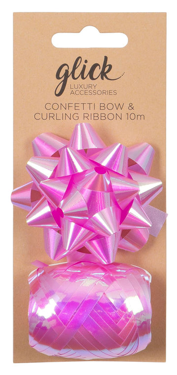 Iridescent baby pink bow & curling ribbon pack - Daisy Park