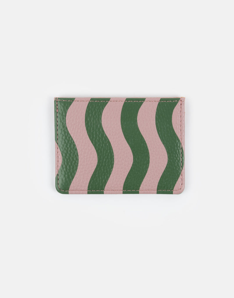 Lilac Green wave stripe cardholder - Daisy Park