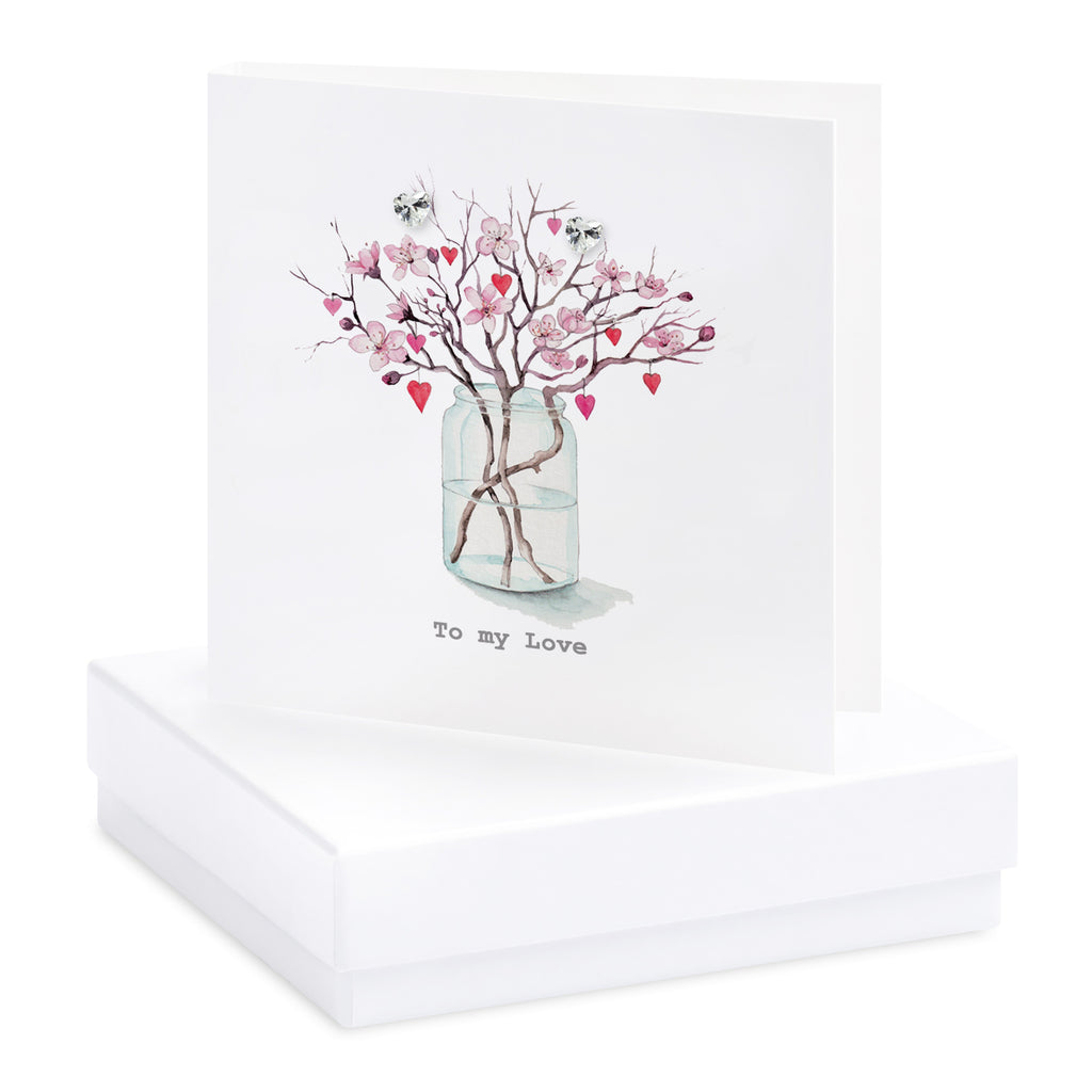 Boxed jar of Love earring card - Daisy Park