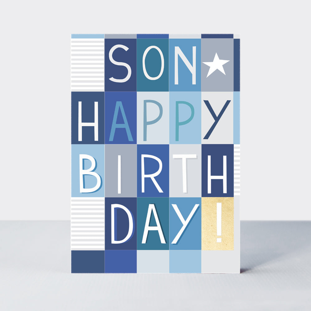 Checked Son birthday card - Daisy Park
