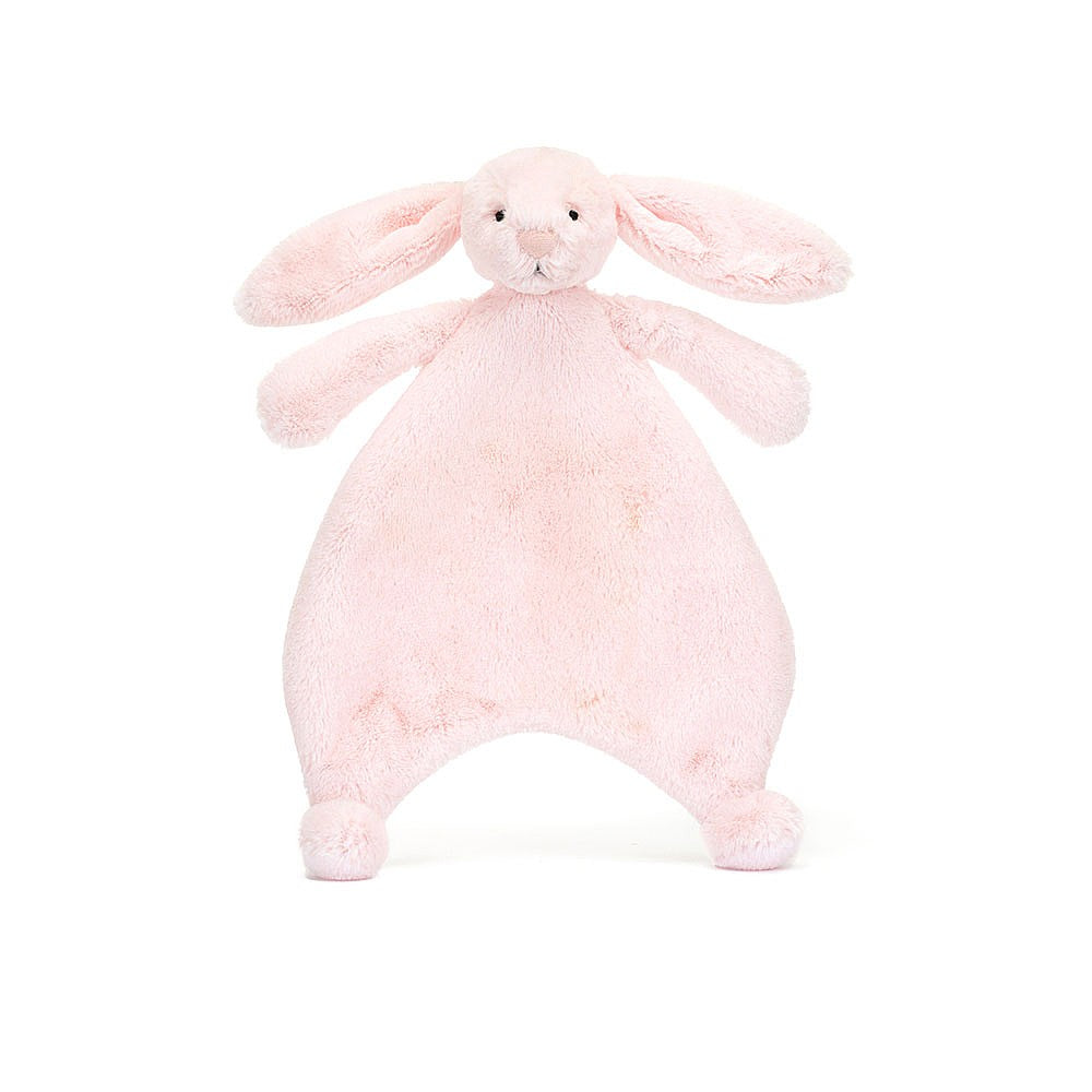 Soft pink bunny thats unstuffed with floppy pink ears and suede pink nose
