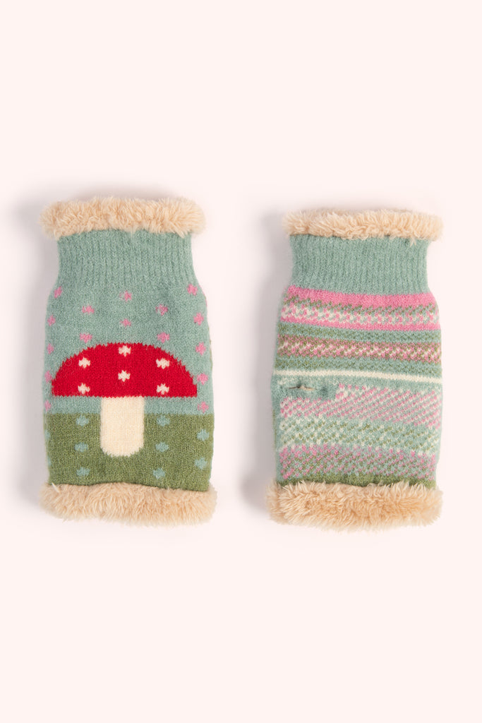 Cosy Toadstool wrist warmers - Daisy Park