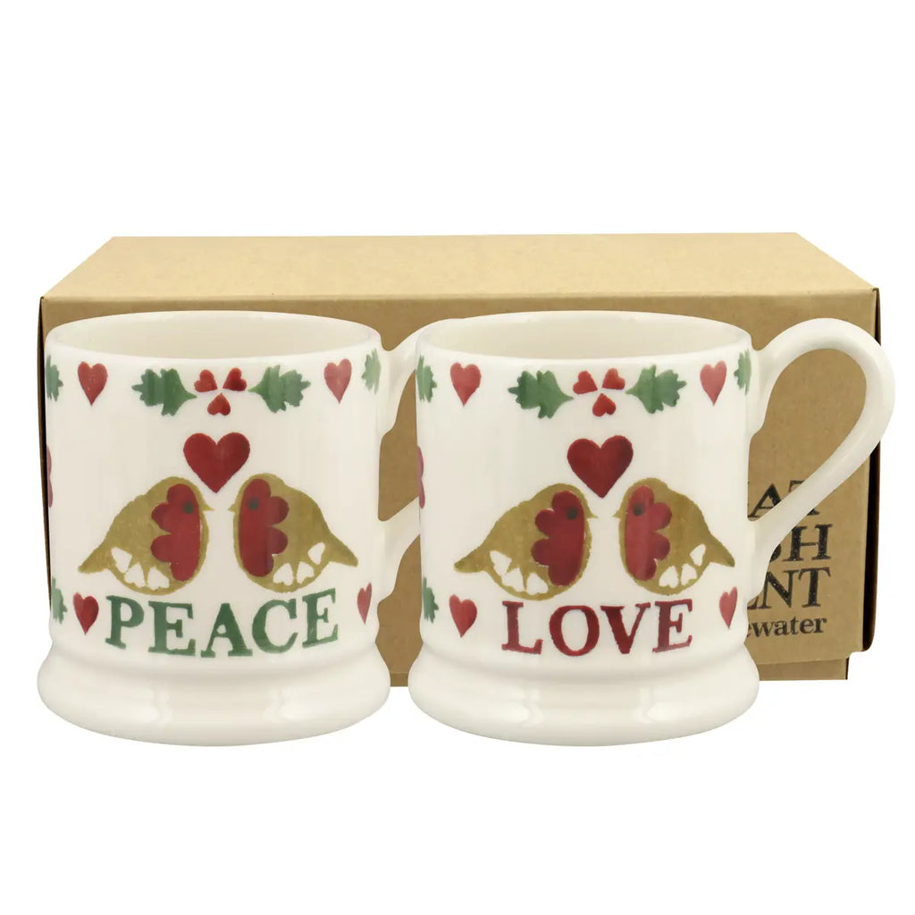 Emma Bridgewater Christmas Joy Set Of 2 1/2 Mugs Boxed - Daisy Park