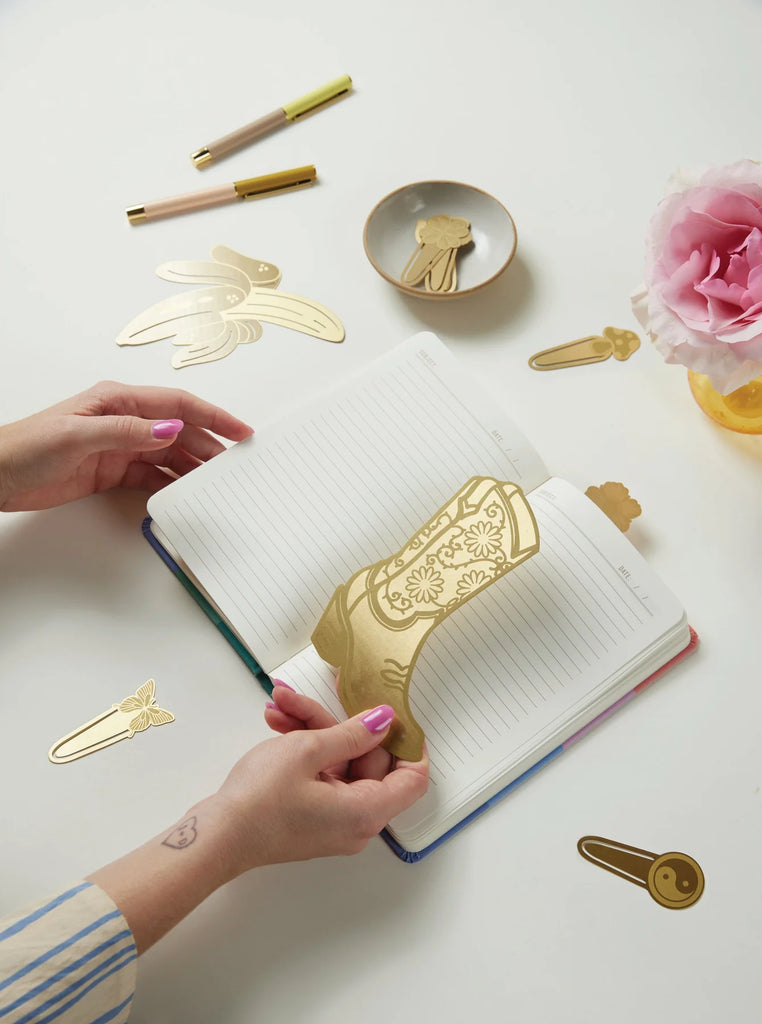 Cowgirl boot brass bookmark - Daisy Park
