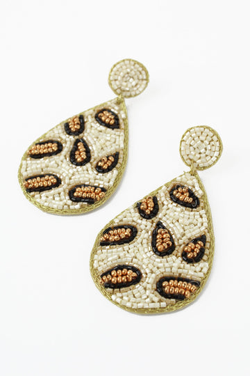 White leopard print earrings - Daisy Park