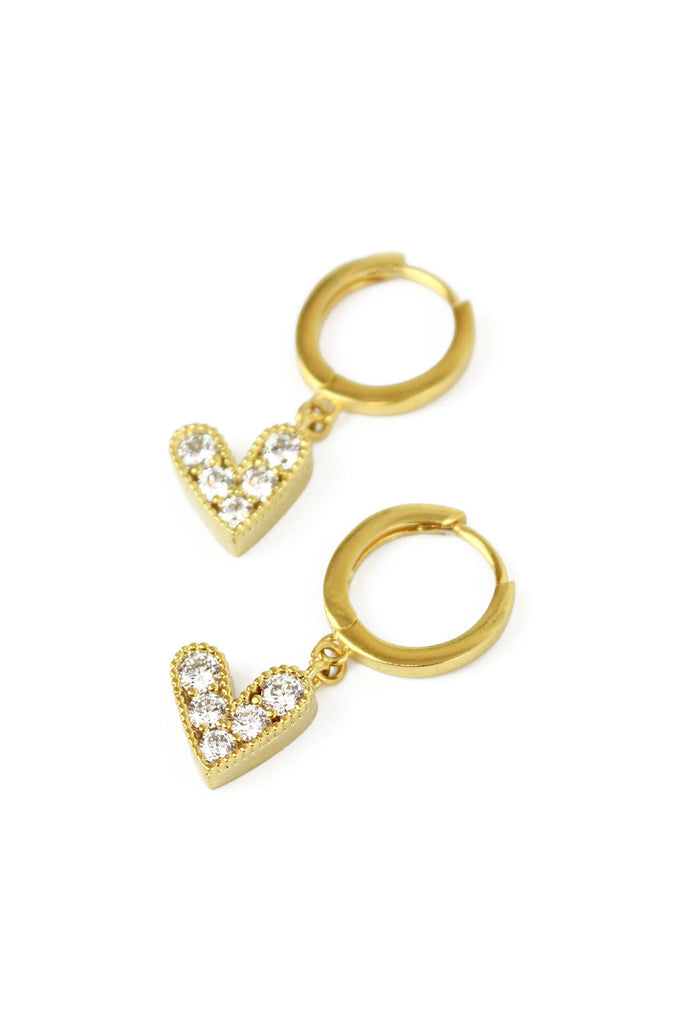 White gemstone heart earrings - Daisy Park