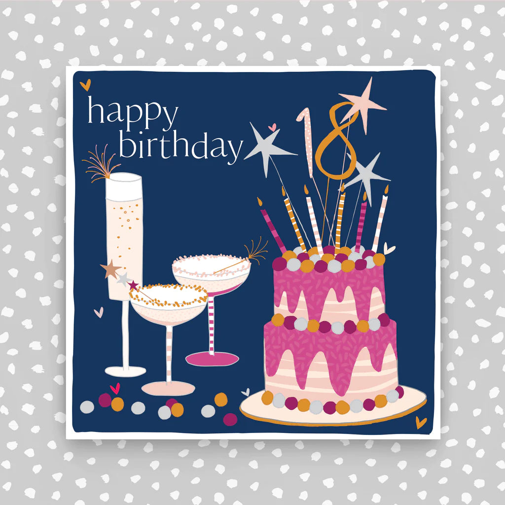 Happy 18th birthday cake card - Daisy Park
