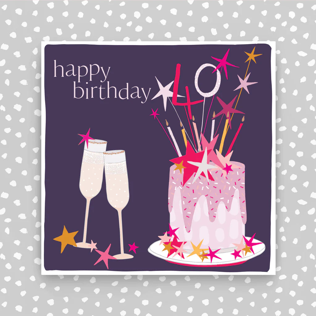 Happy 40th birthday cake card - Daisy Park