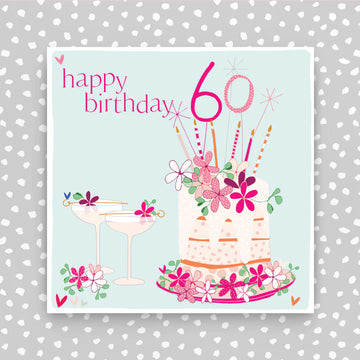Happy 60th birthday cake card - Daisy Park