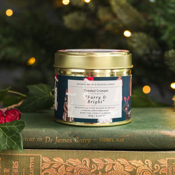 Toasted Crumpet Furry and Bright candle in matt gold tin - Daisy Park