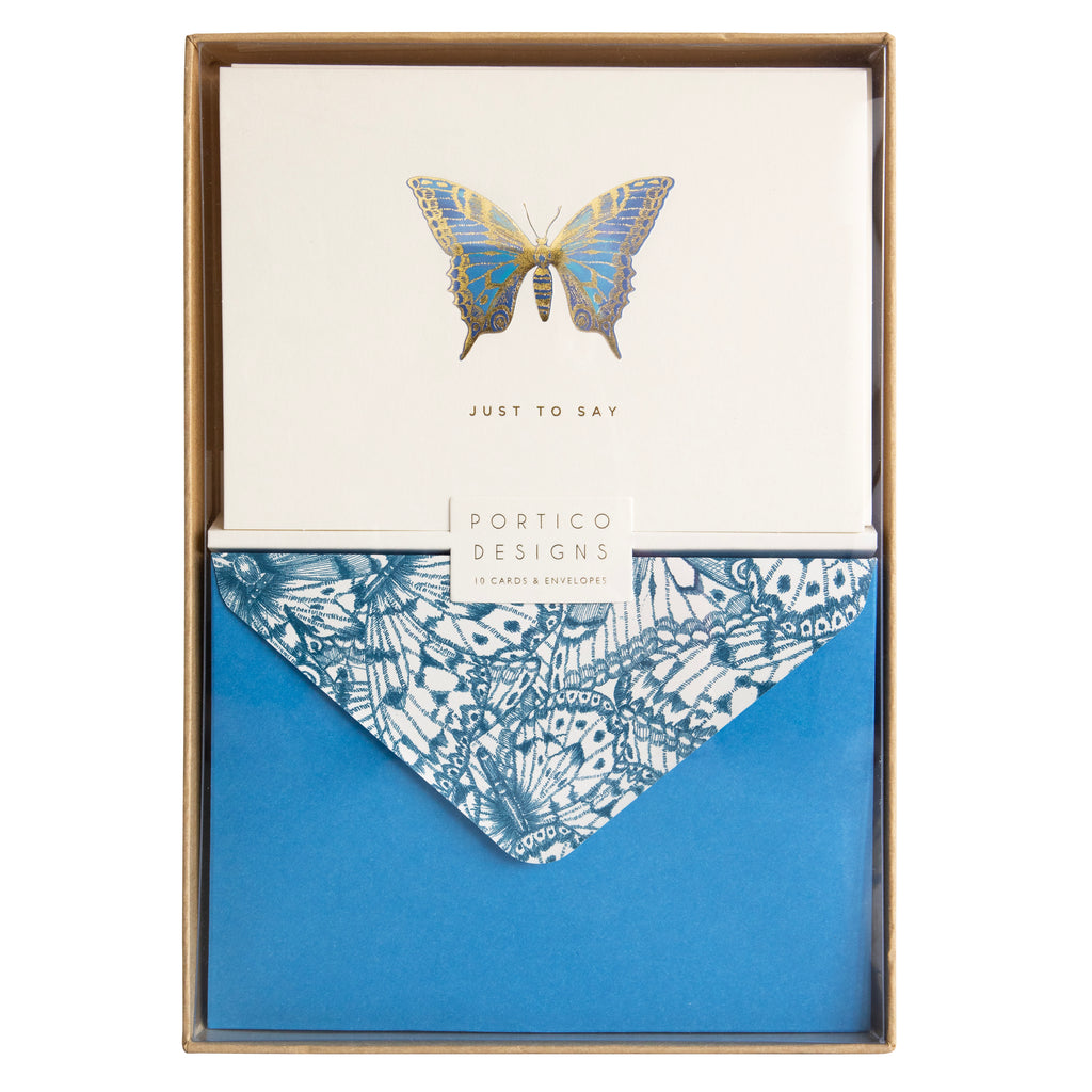 Blue Butterfly boxed notecards - Daisy Park