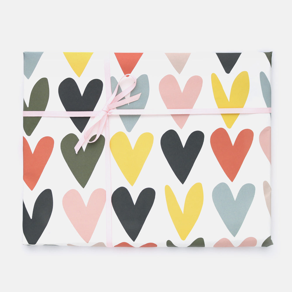 Multi coloured hearts wrapping paper - Daisy Park