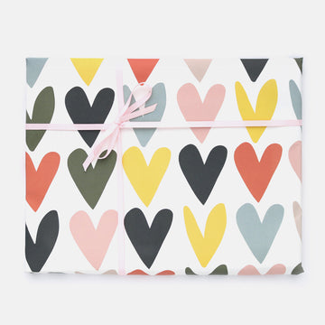 Multi coloured hearts wrapping paper - Daisy Park