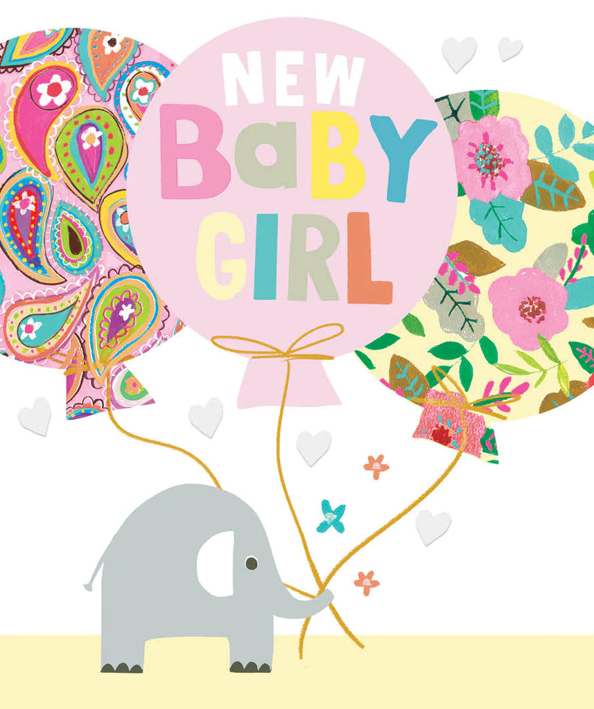 New Baby Girl balloon Card - Daisy Park