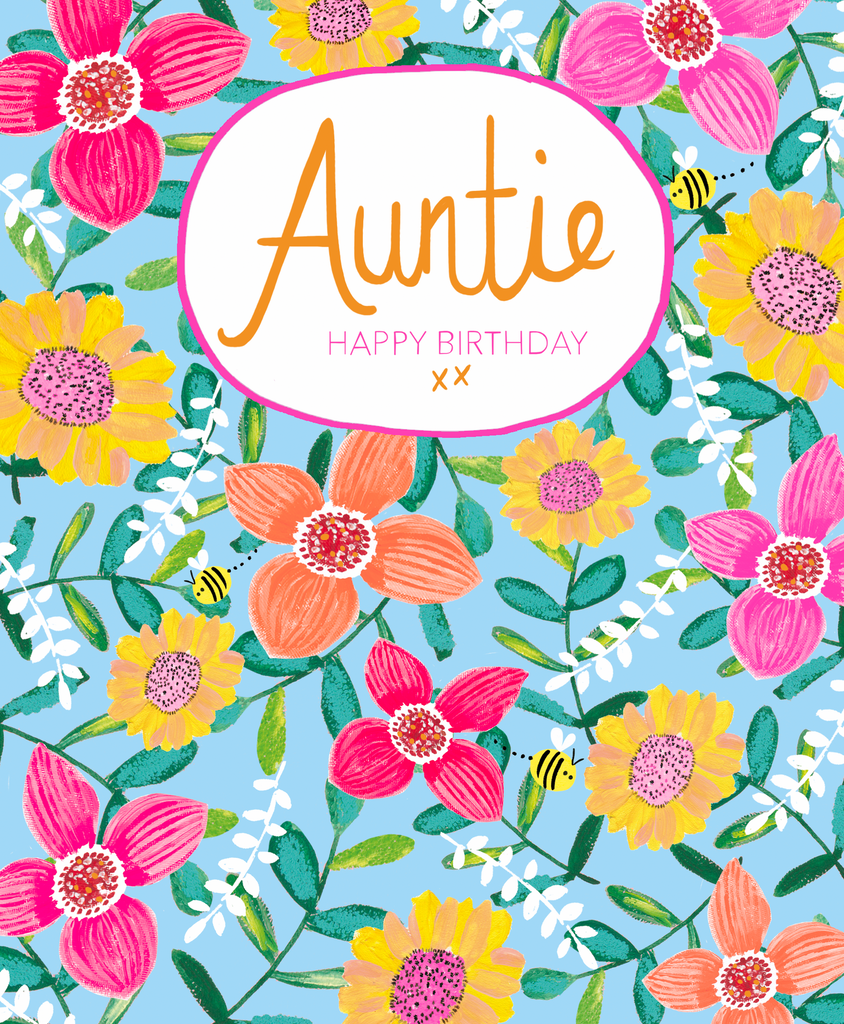Auntie Happy birthday floral card - Daisy Park
