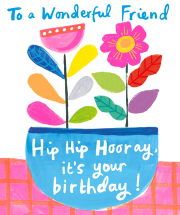 Birthday Wonderful Friend flower pots card - Daisy Park