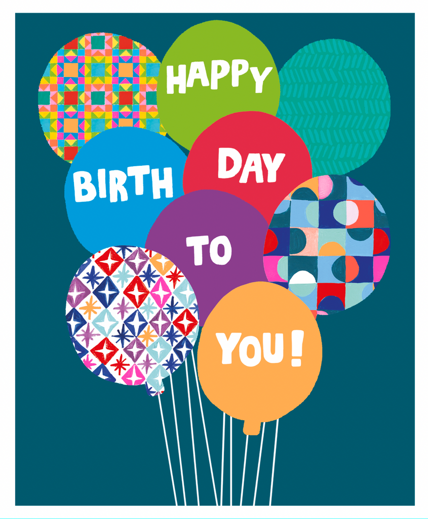 Happy Birthday Patterned balloons card - Daisy Park