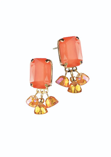 Amour studs with droplets in Tangerine - Daisy Park