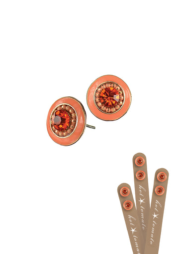 Enamel & Crystal studs - Mango & Saffron - Daisy Park