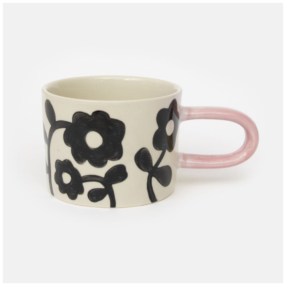 Mono Floral print ceramic mug - Daisy Park