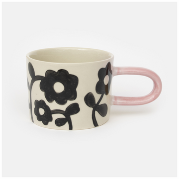 Mono Floral print ceramic mug - Daisy Park