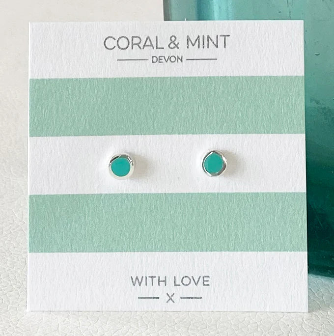 Bright Turquoise enamel studs - Daisy Park