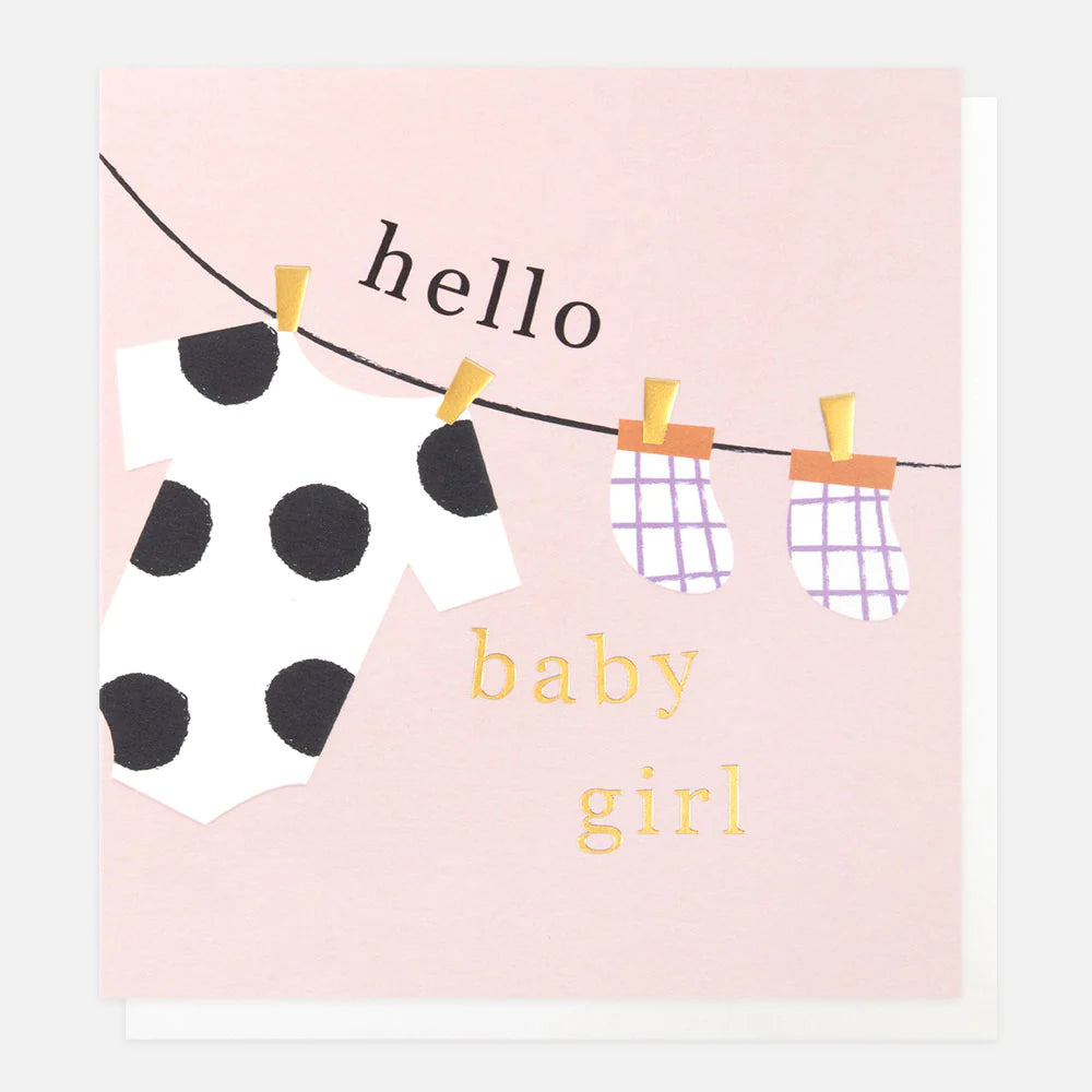 Hello baby girl washing line card - Daisy Park