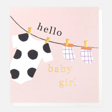Hello baby girl washing line card - Daisy Park