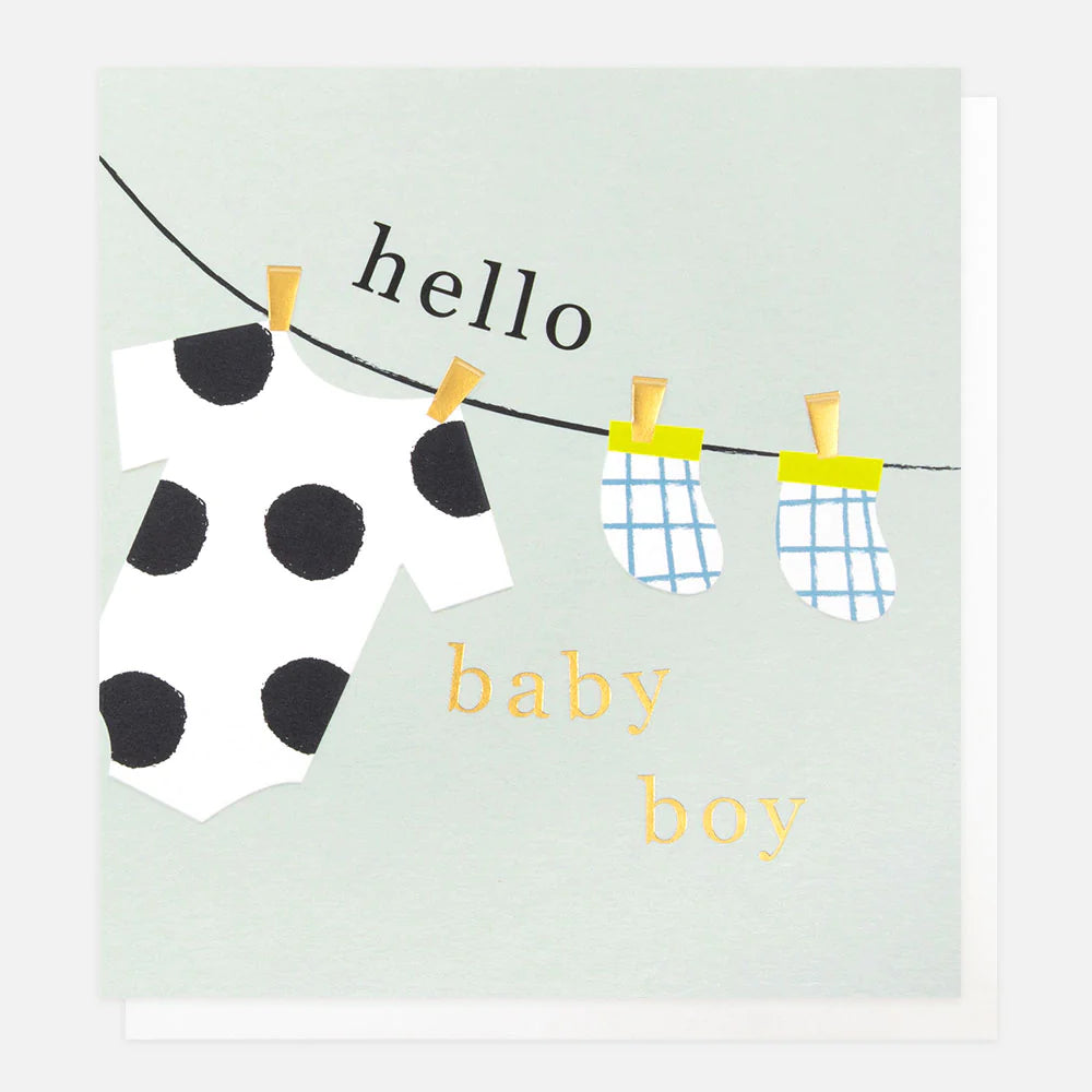 Hello baby boy washing line card - Daisy Park