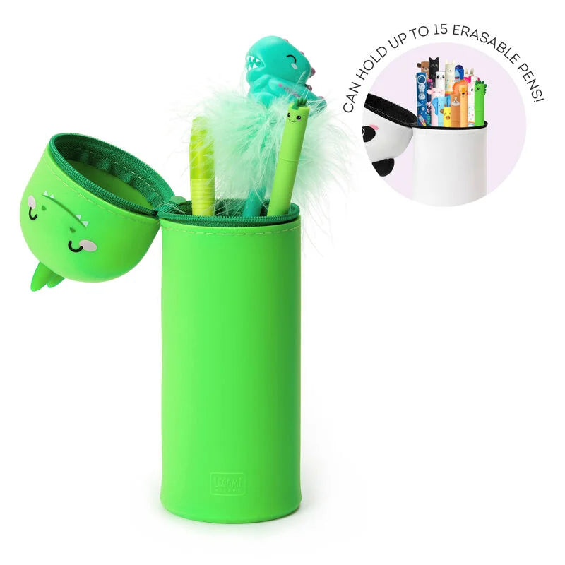 Legami Kawaii 2 in 1 soft silicone Dino pencil case - Daisy Park