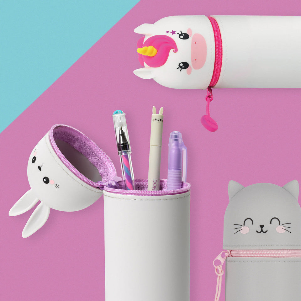 Legami Kawaii 2 in 1 soft silicone Kitty pencil case - Daisy Park