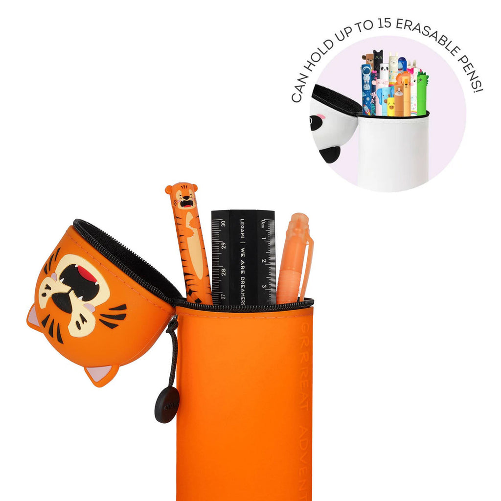 Legami Kawaii 2 in 1 soft silicone Tiger pencil case - Daisy Park