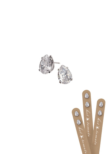 Brilliant Sparkle pear drop studs - Silver/clear - Daisy Park