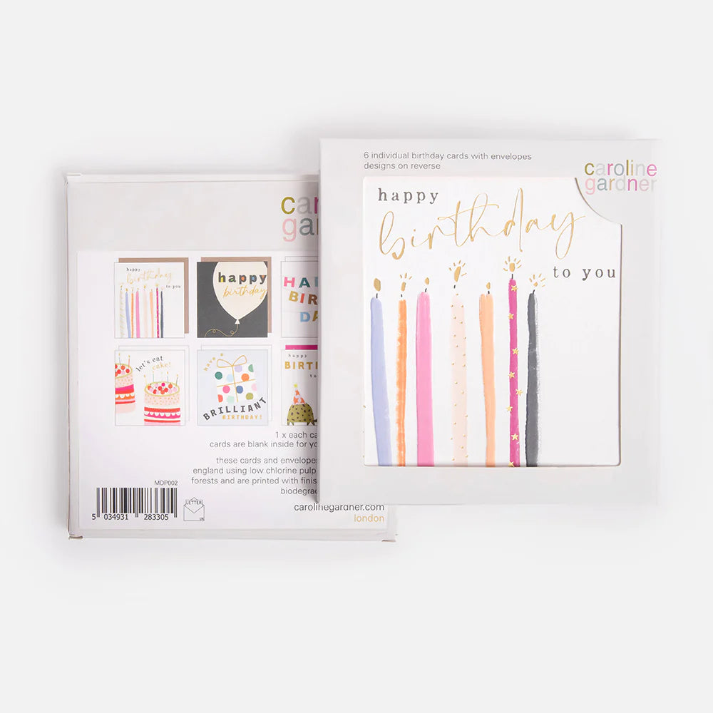 Mixed birthday cards pack of 6 - Daisy Park