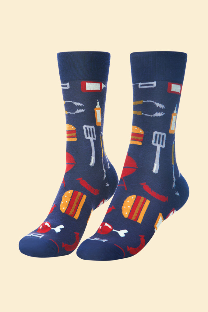 Men's BBQ buddy navy socks - Daisy Park