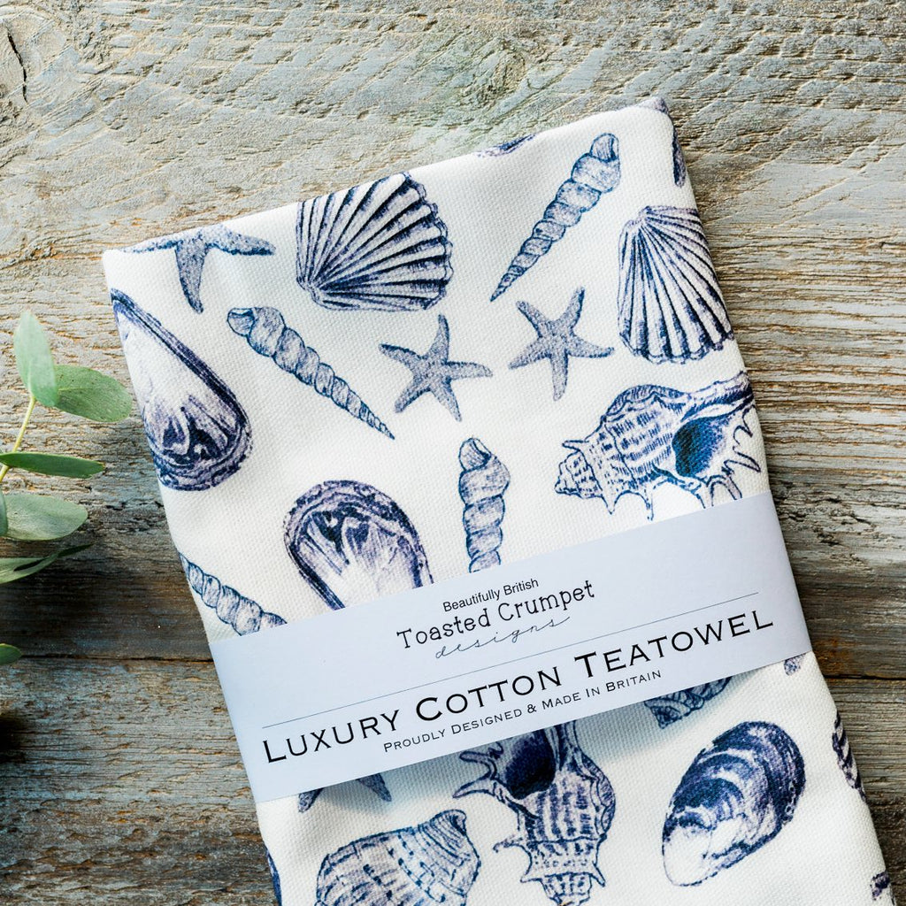 Toasted Crumpet Inky Shells tea towel - Daisy Park