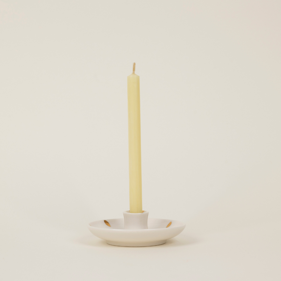 St Eval Gold Brushmarks 1/2" candle holder - Daisy Park