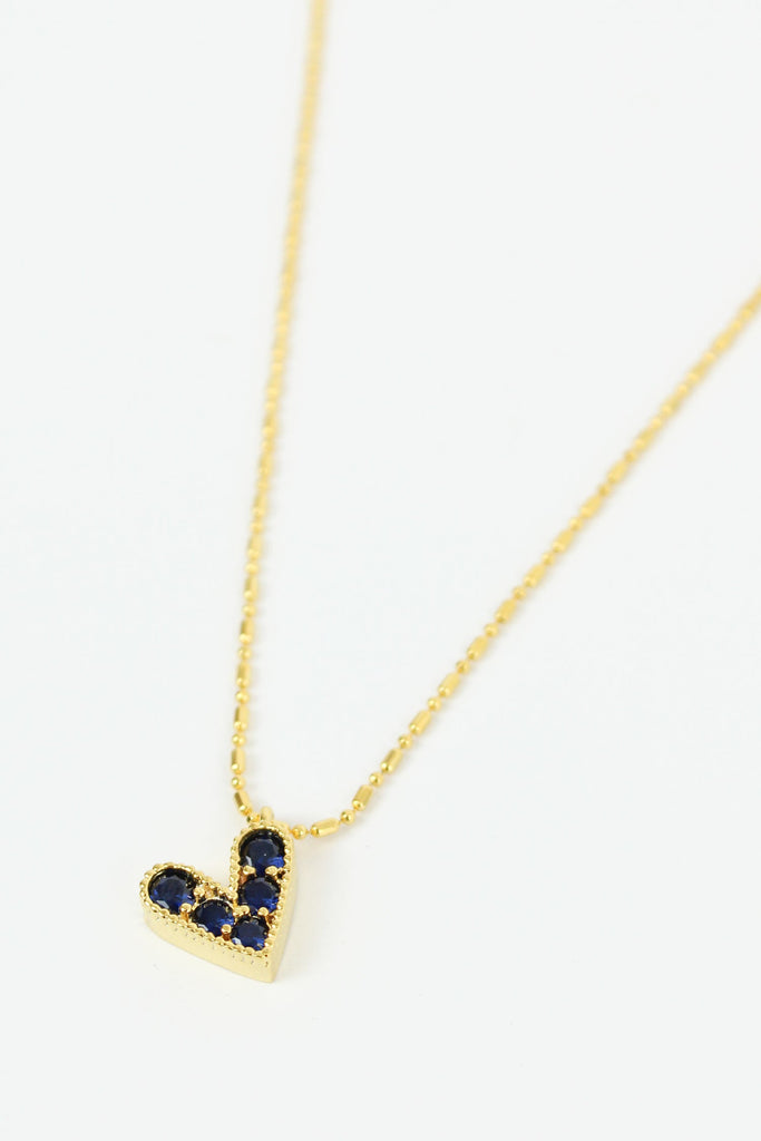 Blue gemstone heart necklace - Daisy Park