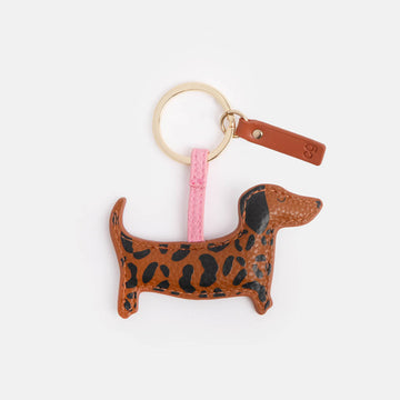 Tan leopard sausage dog novelty keyring - Daisy Park