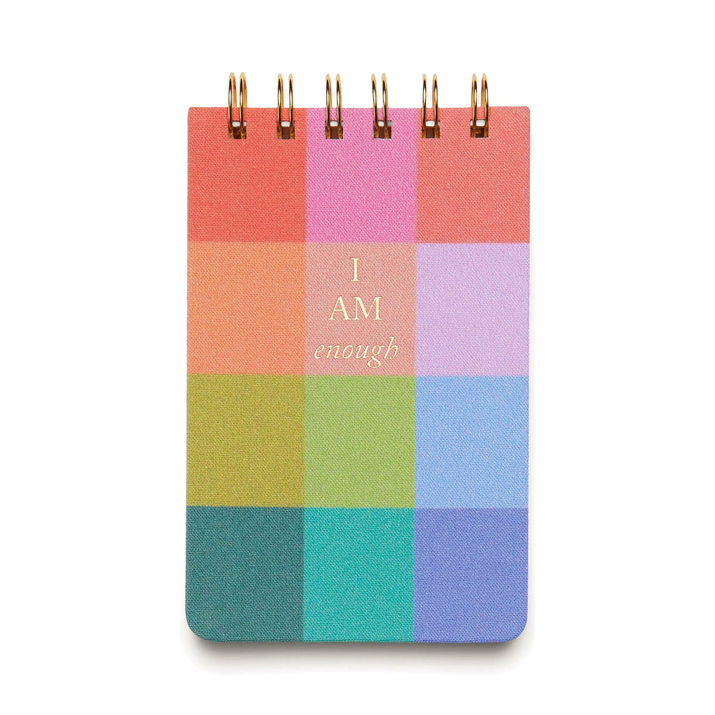 Twin wired notepad - 'I am enough' Rainbow check - Daisy Park