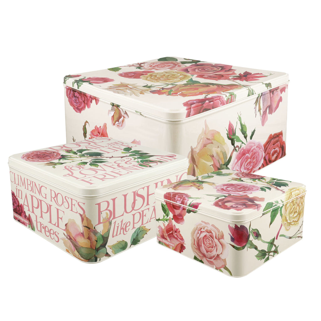 Emma Bridgewater Roses & pink toast set of square tins - Daisy Park