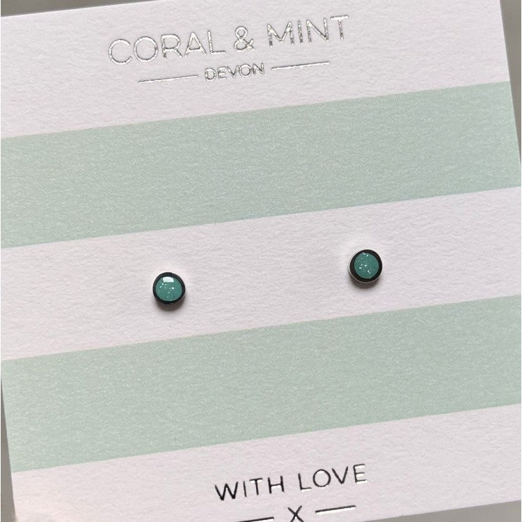 Mini turquoise glitter enamel studs - Daisy Park